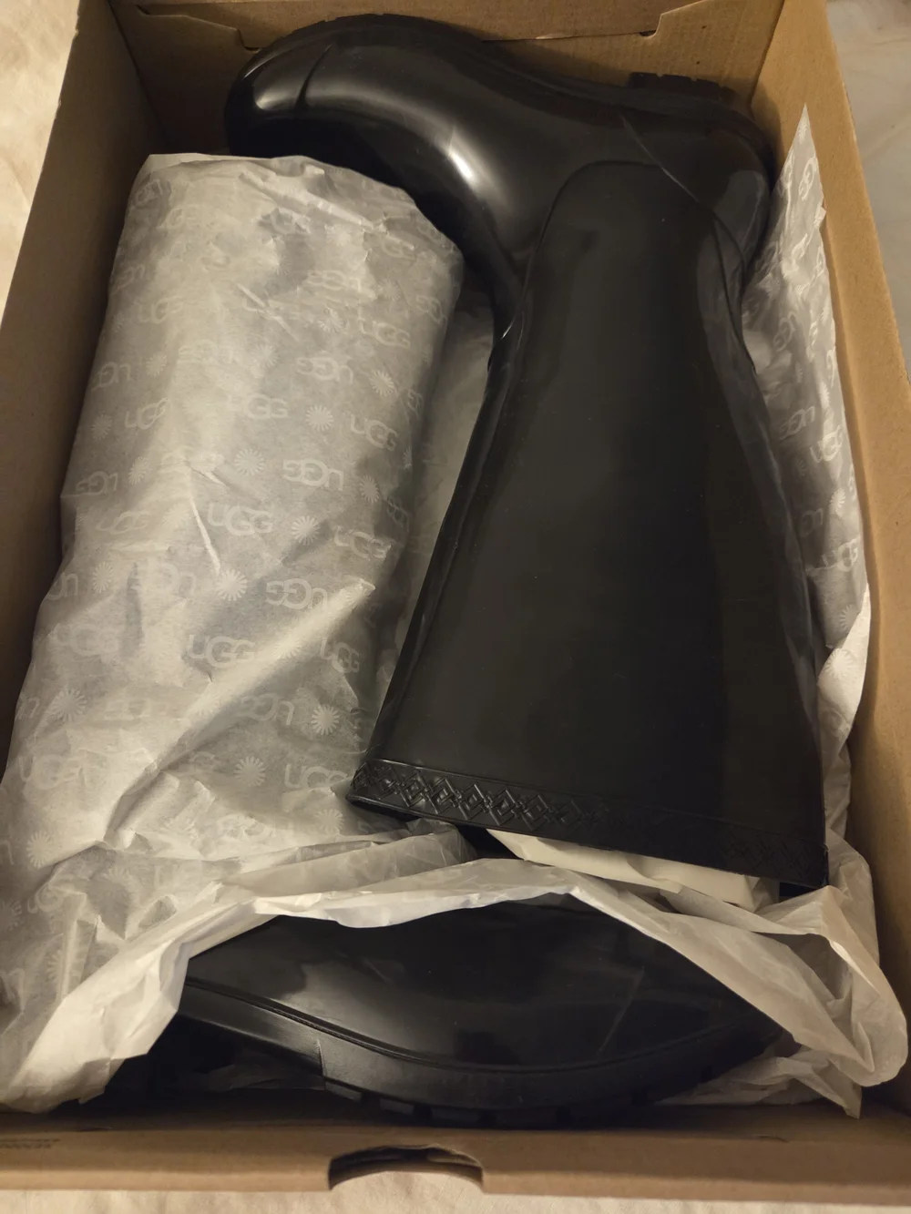 UGG Women's Glossy Black Tall Rain Boots